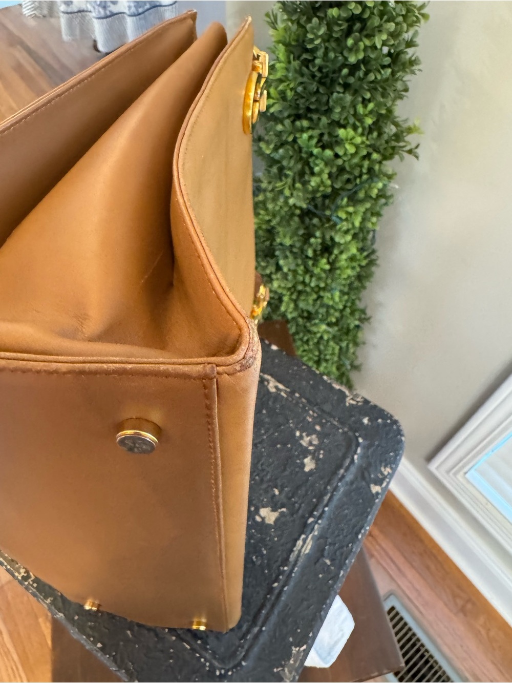Salvatore Ferragamo Cognac Leather Shoulder Bag with Gold Hardware GUC - Picture 16 of 16